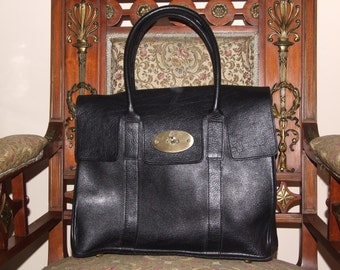 Amazing MULBERRY Made in England Black Leather Handbag/Beautiful MULBERRY Bayswater Black Handbag/Lovely Mulberry Black Leather Shoulder Bag