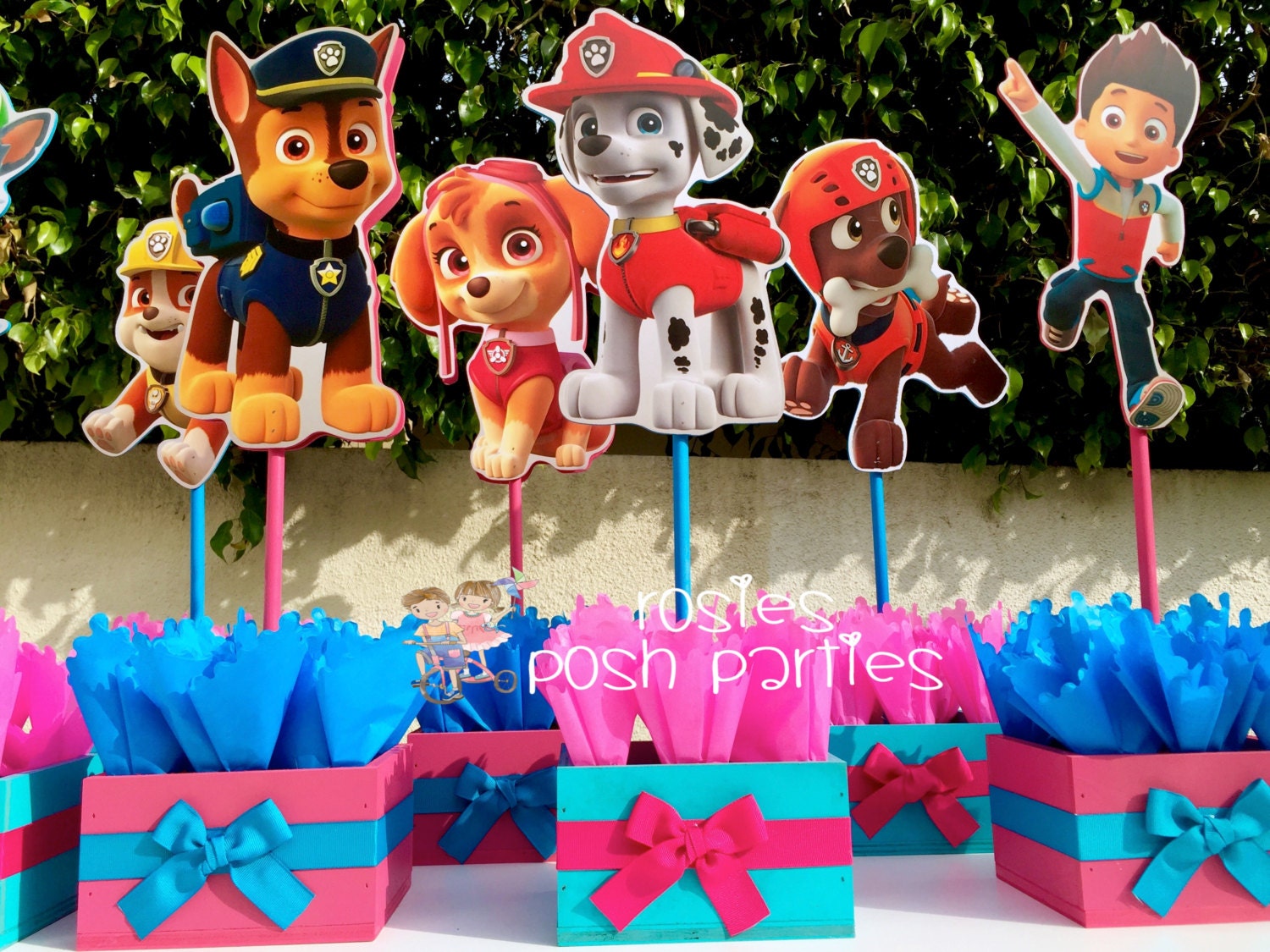 Paw Patrol Centerpieces Pink Paw Patrol centerpieces for