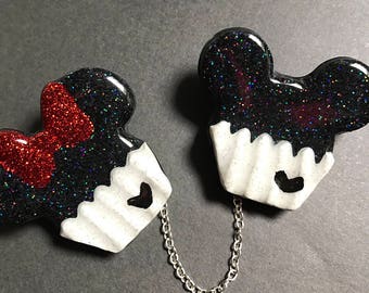 Mickey and Minnie Cupcake Sweater Clips
