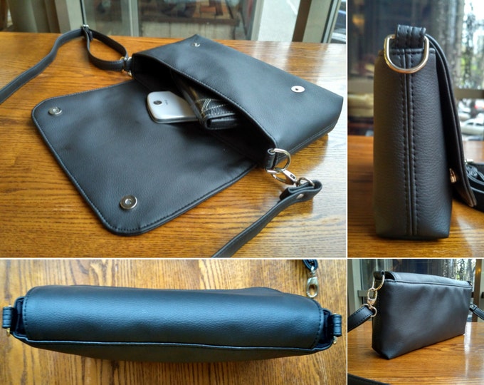 Black Clutch, Women purse, Crossbody mini, Vegan Leather bag, Evening bag, Personalized gift