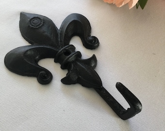 Wall Hook, Fluer de Lis, Coat Hook, Towel Hook, Robe Hook, French Decor, Shabby, Metal Hook. Purse Hook, Jewelry Hook, Key Hook