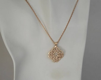 Bronze Celtic Knot Pendant Made in Montana Fine Jewelry Icovellavna Quaternary Knot Necklace 8th Anniversary Gift for Wife Birthday Gift