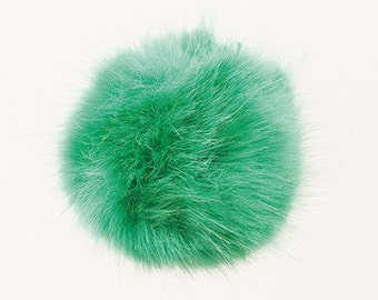 Pom Pom fake fur 10 cm diameter in colour green for crazy bobble hats as keyring or for your mirror in the car pompom multipurpose