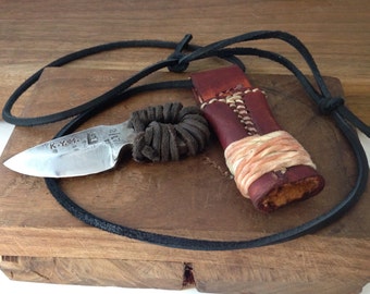 Custom Neck Knife, Hand-Forged Knife on Leather Sheath Necklace (Variations)