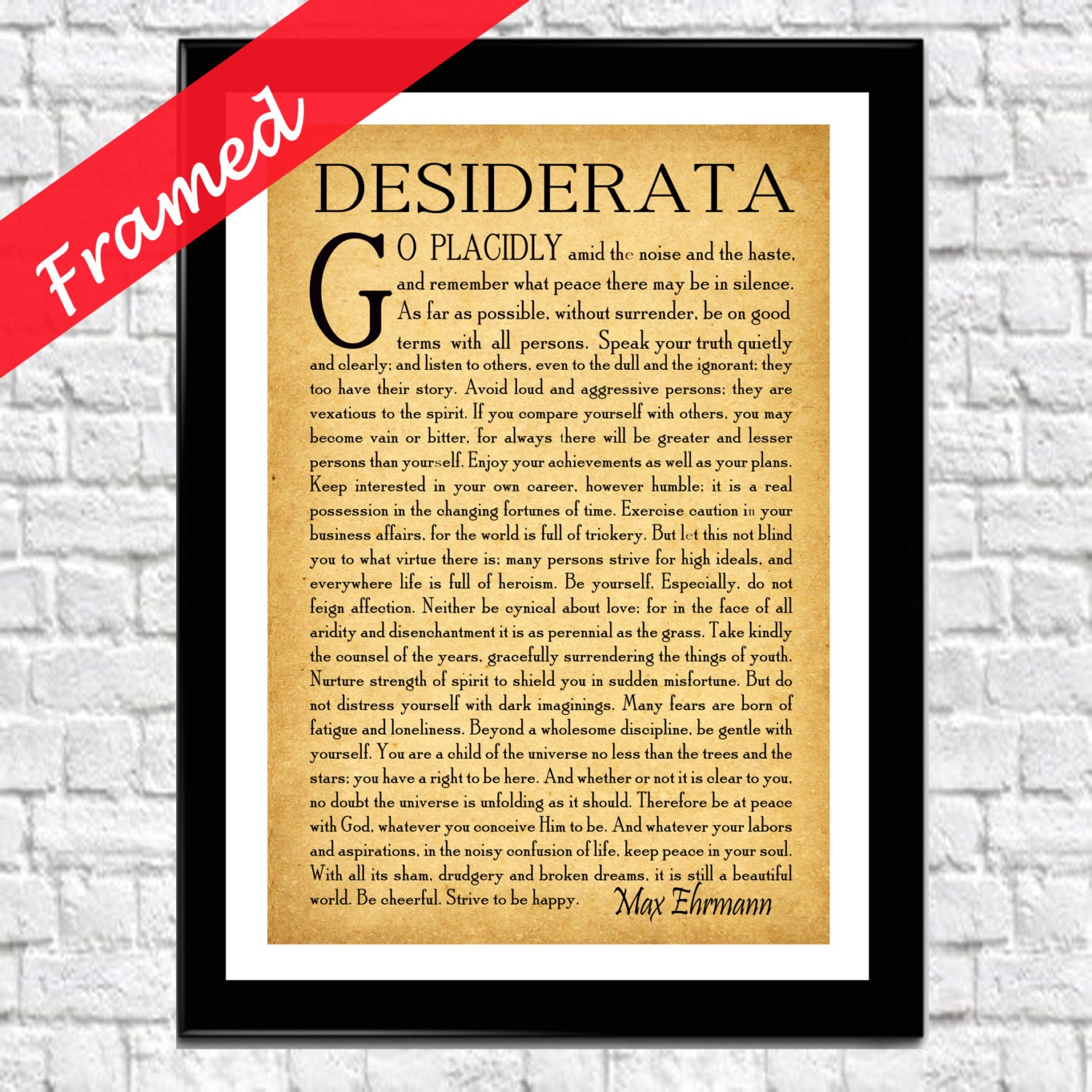 Framed Desiderata Poem Desiderata Poster Framed Graduation