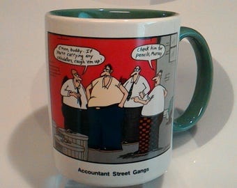 Vintage 1987 Gary Larson The Far Side "Accountant Street Gangs" Coffee Mug