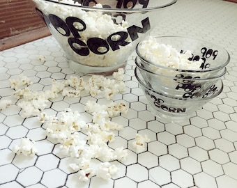 Mid Century Popcorn Bowl Set Wheaton Glass