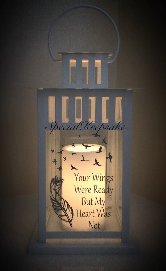 Personalised LED Candle Lantern Quote Memorial Heaven Mothers