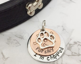 Bones, bones, bones personalised dog tag - Paw charm pet ID tag - cute dog ID tag