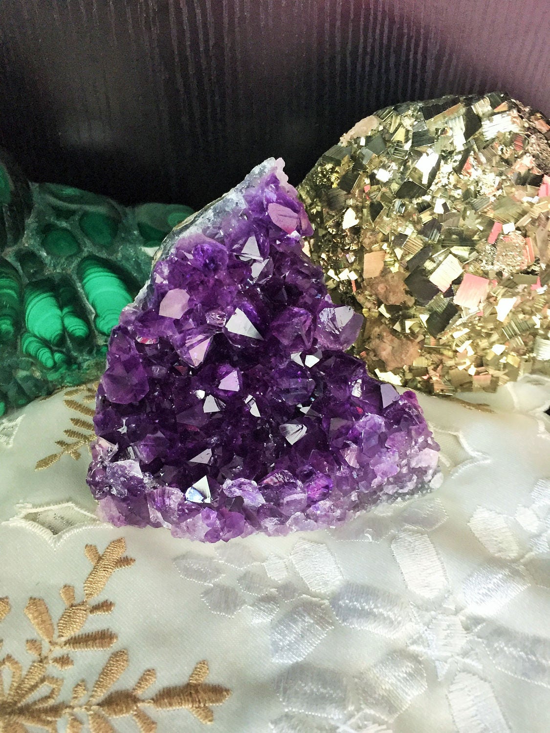 Large Amethyst Standing Crystal Cluster infused w/ Reiki from