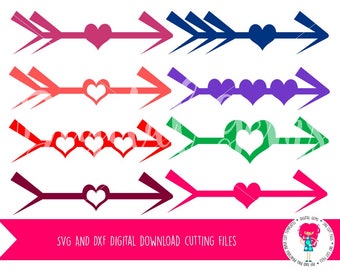 Arrows and Hearts SVG / DXF Cutting Files For Cricut Explore / Silhouette Cameo & PNG Clipart, Digital Download, Commercial Use Ok