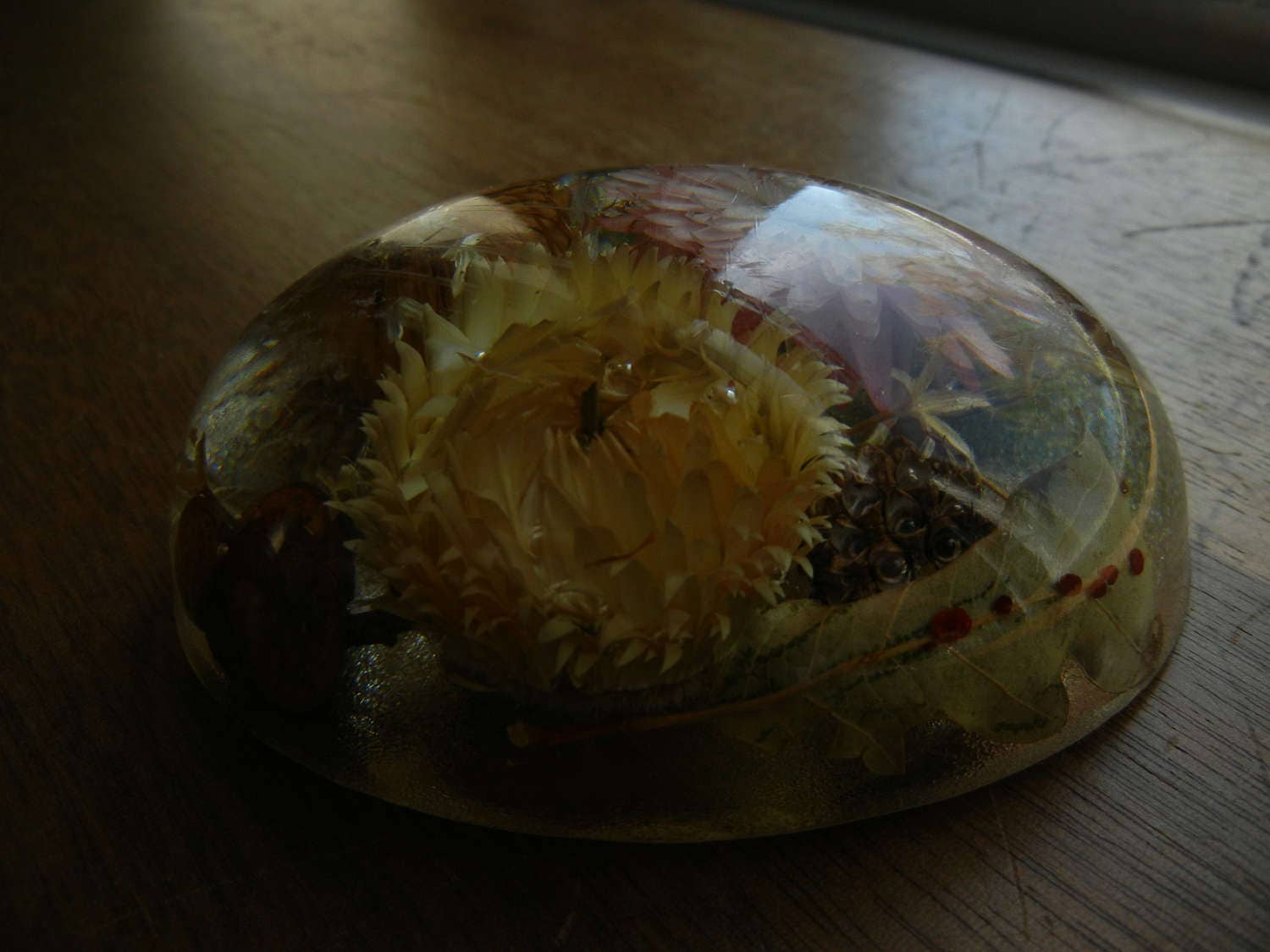 Resin Paperweight with Dried Flowers