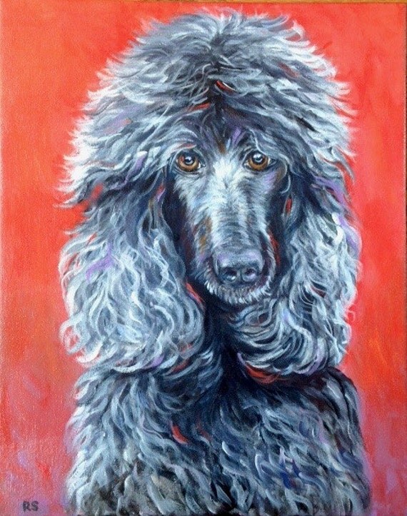 Poodle painting Commissioned pet portrait Acrylic painting