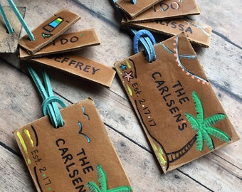 Leather Luggage Tags Wedding Favor, Luggage Tags in Bulk Wholesale Wedding Favor Gifts, Genuine Leather