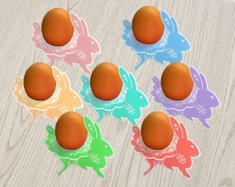 Easter Bunny Egg Stand, Seven Pastel Colors, Easter Decoration, Rabbit Egg Holder, Table Decor, Instant Download PDF Digital File WBEast
