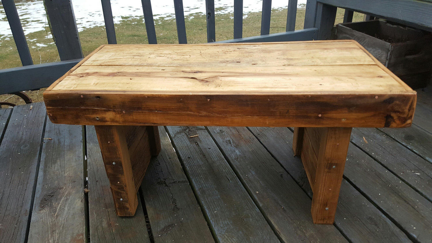 Farmhouse Antique Bench Barn Wood Porch Handmade Primitive