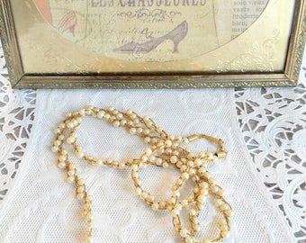 Unusual Twisted Triple Pearl and Gold Chain Signed Napier Vintage Necklace-All Orders Only 99c Shipping!d