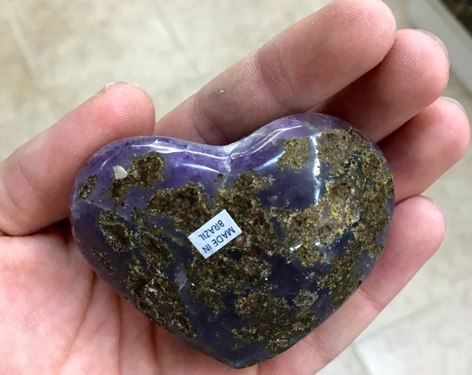Amethyst Druzi Heart High Quality- Hand Carved- 3" X 2 1/2" From BrazilHealing Crystals \ Reiki \ Healing Stone \ Healing Stones \ Chakra