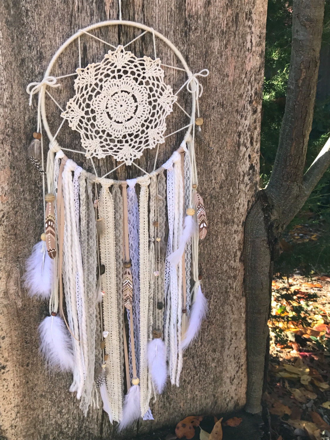 Large Dream Catcher Natural dream catcher beige by ShopWildCotton