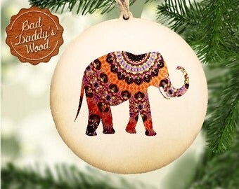Elephant Ornament Elephant Wood Ornament Elephant Ornaments Elephant Art Wood Ornaments Elephant Gift Elephant Print Jungle Animal Print