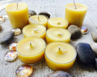 100% Pure Beeswax Tea lights-beeswax votives-gift pack-organic beeswax tealights-natural beeswax votive candles-handmade long burning
