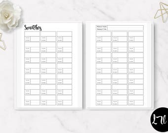 Printable Swatch Chart Insert - ITEM# 185 - Colored Pencil Swatch Chart - Coloring Book Swatches - Half Letter/A5 Size & Letter Size