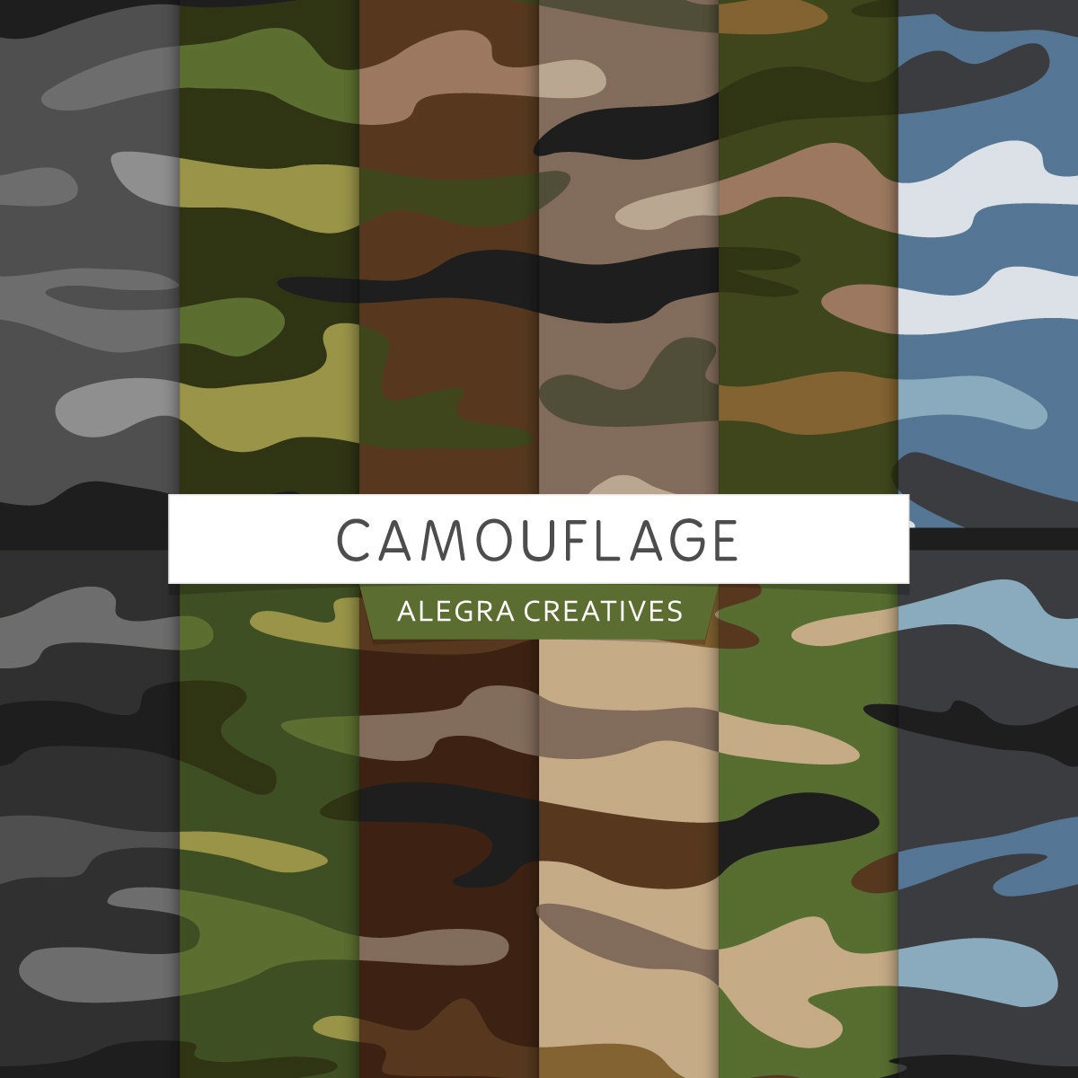 Camouflage digital paper camo scrapbook papers by AlegraCreatives