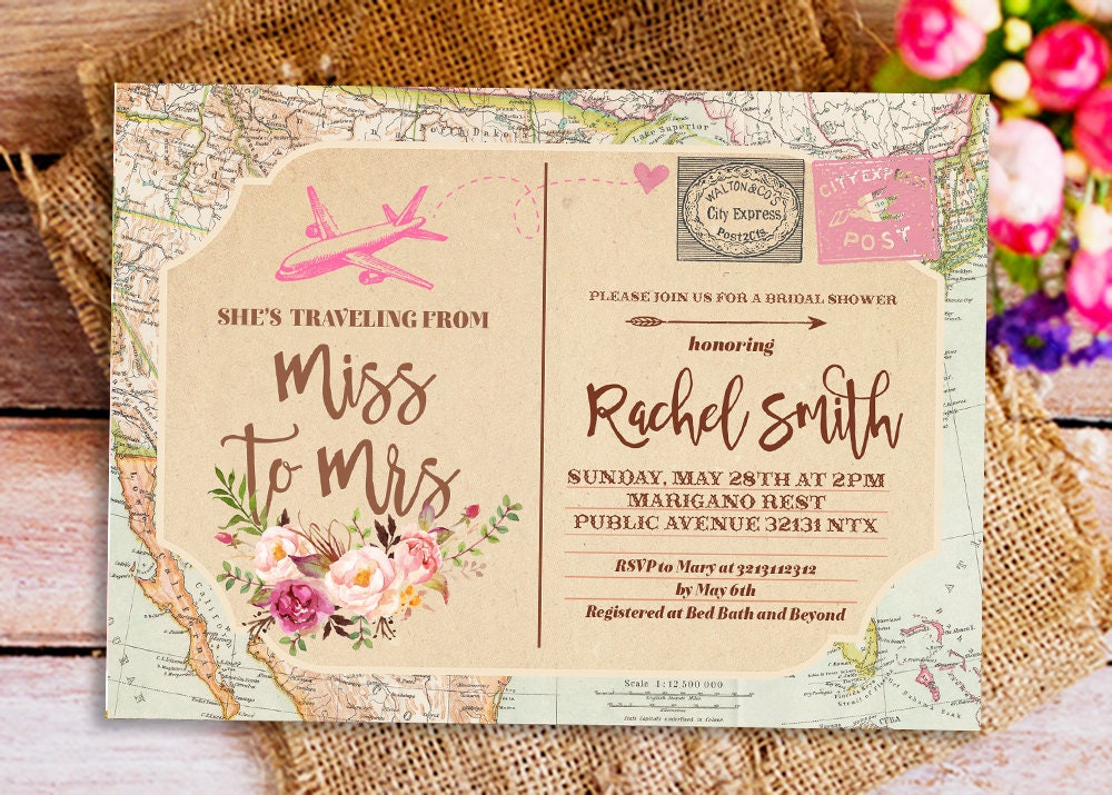 traveling from miss to mrs invitation Miss to Mrs Bridal