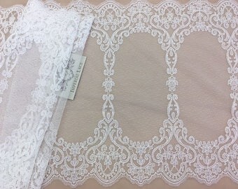Offwhite lace trimming, Chantilly Lace trim, Bridal lace trimming, Soft lace, French Lace, Wedding Lace, Lingerie Lace, by the yard MB00139