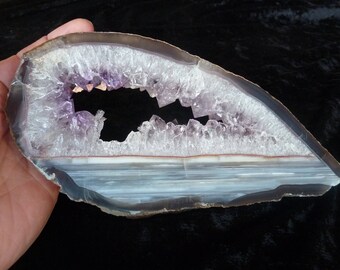Agate And Amethyst Slice From Uruguay 20 CM