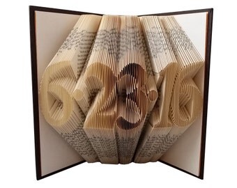 Paper Anniversary Gift for Him / Her - Wedding Date Gift - First Anniversary - Folded Book Art - Paper Anniversary - Book Sculpture