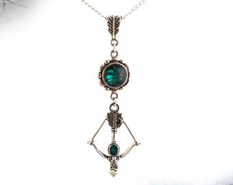 Sagittarius necklace Viking jewelry Bow and arrow necklace Merida's courage Fantasy necklace Fairytale necklace Magical gift for her