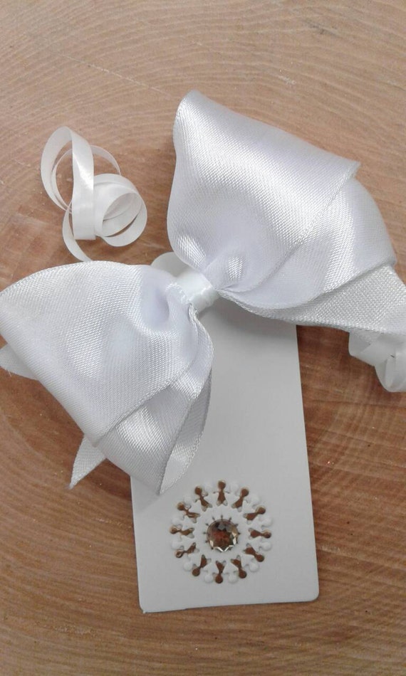 Gift Wrap Bow Set White Satin Ribbon Gift Bow by CreationsByMEx