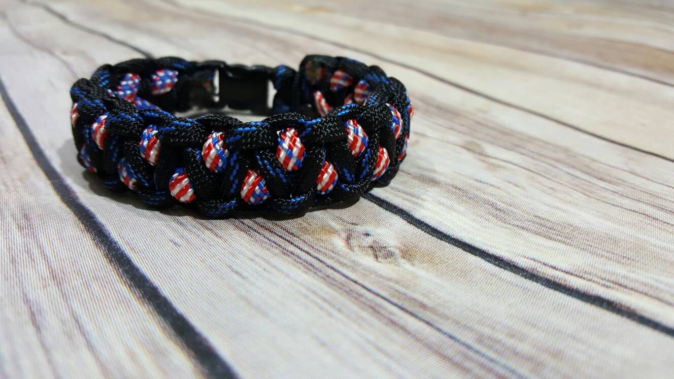Thin blue line/ American flag paracord bracelet 8