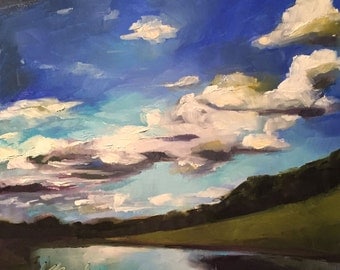 seeing for miles // original art // landscape painting // landscape art // art // painting // cloud painting // sky painting
