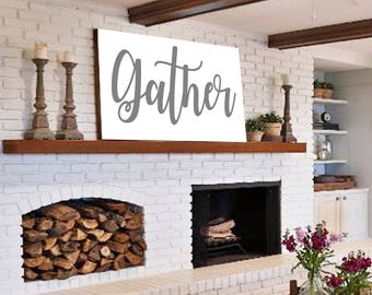 Gather Sign Gift for Her Wall Art Rustic Home Decor Shiplap Sign Home Decor Farmhouse Decor Sign Large Gather Wood Sign Gather Art Print