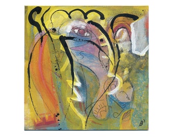 Abstract figurative painting 15/15 cm (5.9/5.9 inch)