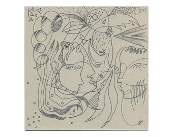 Hand drawing 20/20 cm (7.87/7.87 inches) original hand-drawn
