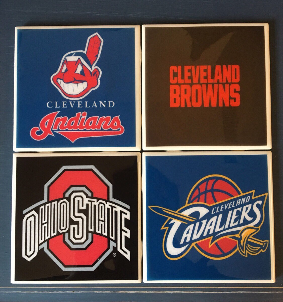 Custom Ohio sports teams coaster set