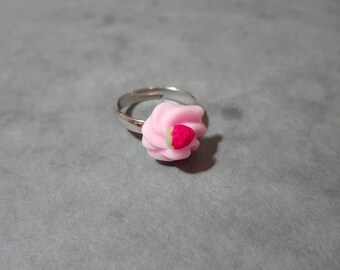 Pink Whipped Cream Ring, Polymer Clay Ring