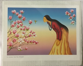 R C Gorman Tulip Tree Lithograph, Unsigned.