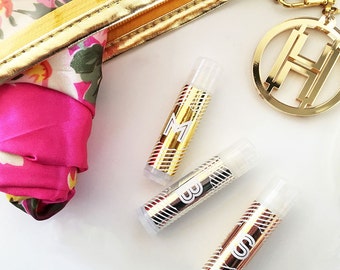 Monogram Metallic Foil Lip Balm (set of 8) - Bridesmaids Gifts - Bridal Party Gifts - Wedding Favors