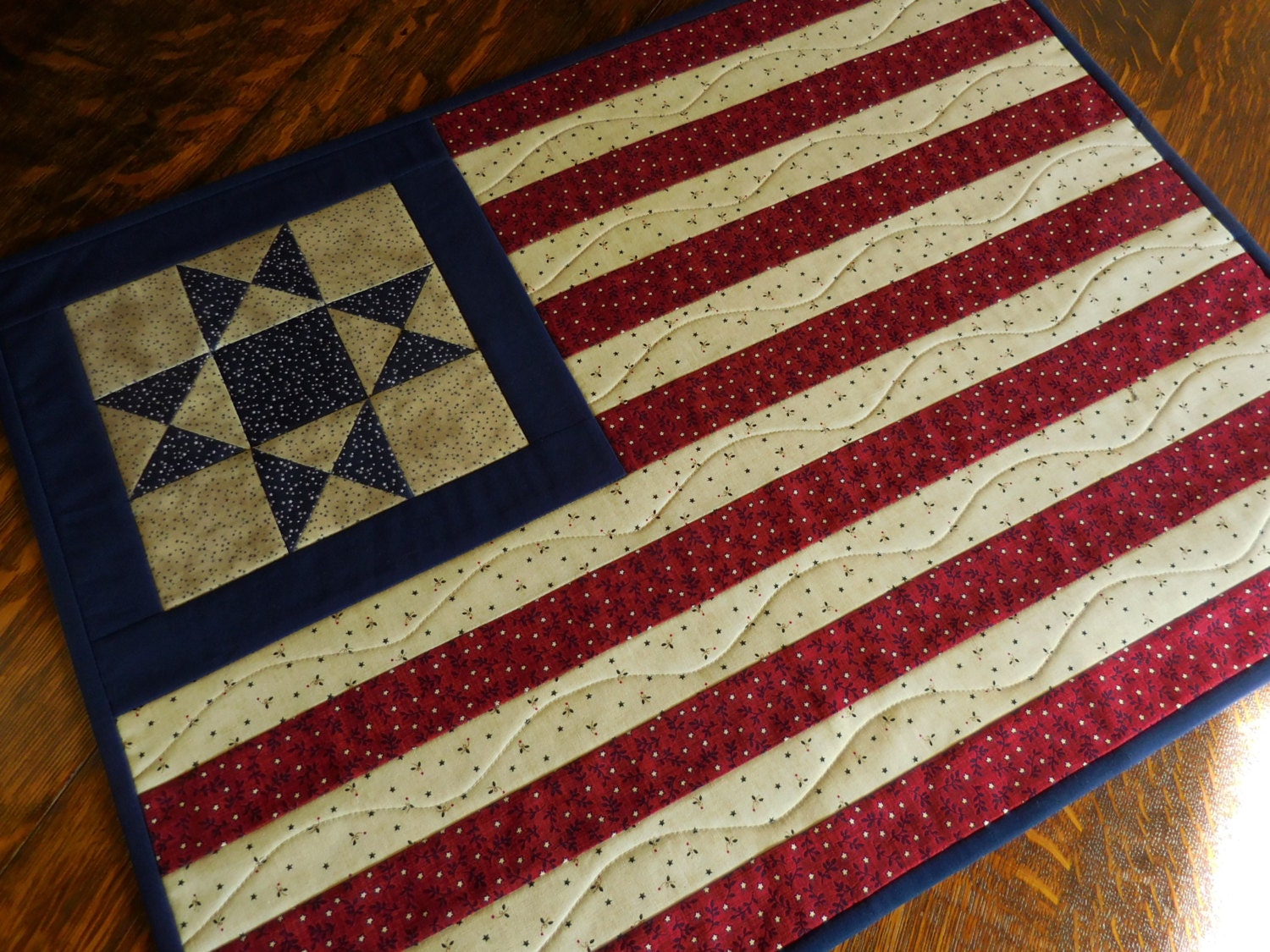 Quilted Patriotic/Flag/ Wall Hanging/Table Topper in country