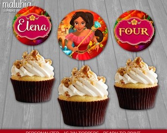 Elena of Avalor Cupcake Toppers - Disney Princess Elena 16 Custom Cupcake Toppers Birthday Party - Elena of Avalor Party Decoration