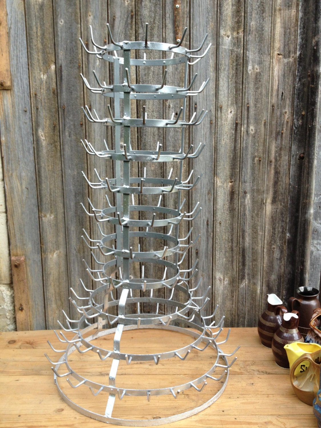 Antique French Zinc Bottle Drying Rack bottle rack Wine