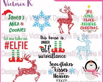 40 designs, Elf svg, Reindeer svg, Sowman svg, Christmas svg, Santa Sack svg, SVG, DXF, PNG, Files, Cricut Design Space, Vinyl Cut Files