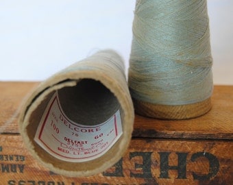 Set of Two Vintage Thread Spool Cones in Light Blue