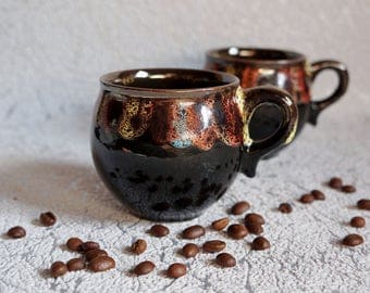 Grandma gift|for|wife Coffee gift|for|sister Ceramic mug set of 2 Gift set Rainbow Stoneware mug Tea cup Coffee accessories Gift for sibling