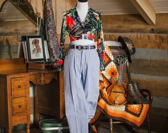 Vintage shirt - 1970's tropical style cropped shirt