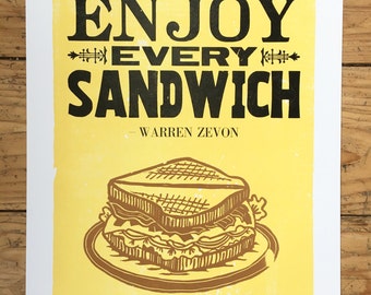 ENJOY EVERY SANDWICH letterpress poster